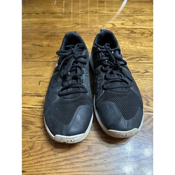 Under Armour Black w/White Charged Commit 2 3022027-001 Training Shoes Sz 12 - Picture 2 of 6